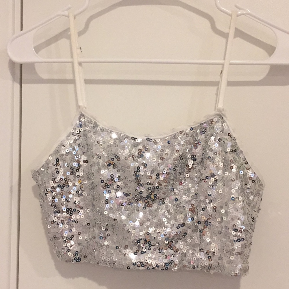 Silver sequins crop top